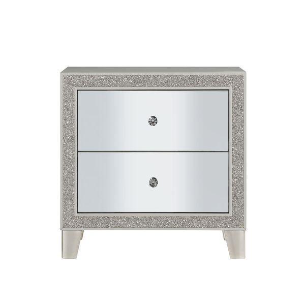 ACME Sliverfluff Nightstand, Mirrored & Champagne Finish FredCo