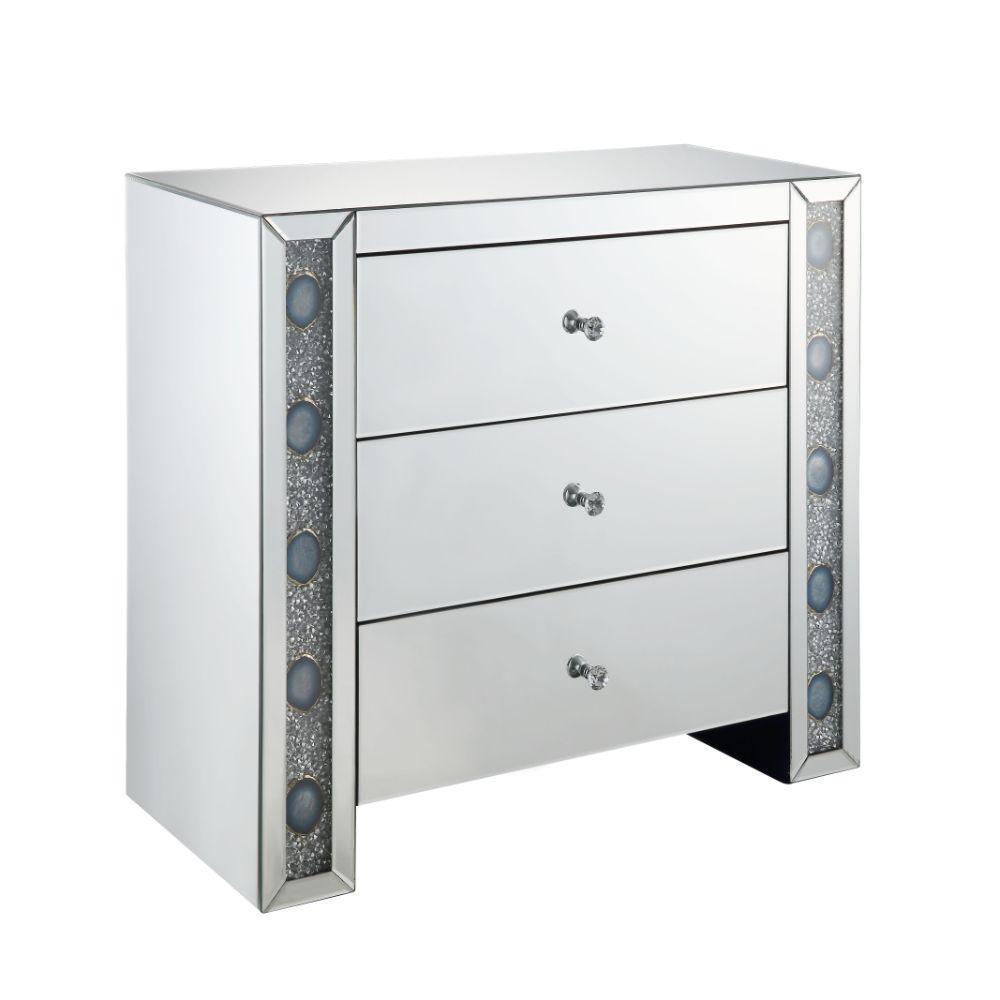 ACME Sonia Console Table, Mirrored & Faux Agate FredCo