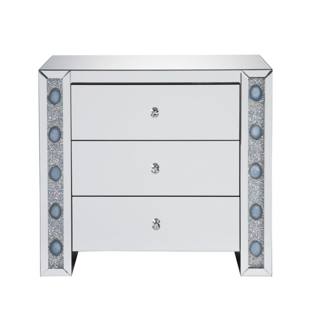 ACME Sonia Console Table, Mirrored & Faux Agate FredCo