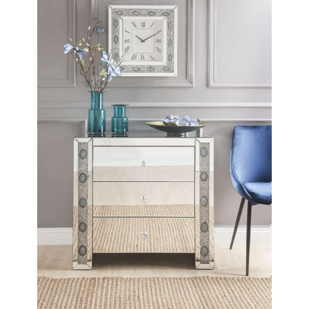 ACME Sonia Console Table, Mirrored & Faux Agate FredCo