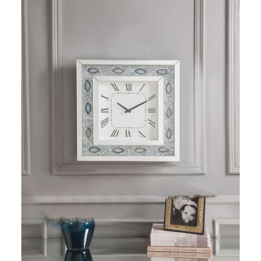 ACME Sonia Wall Clock, Mirrored & Faux Agate FredCo