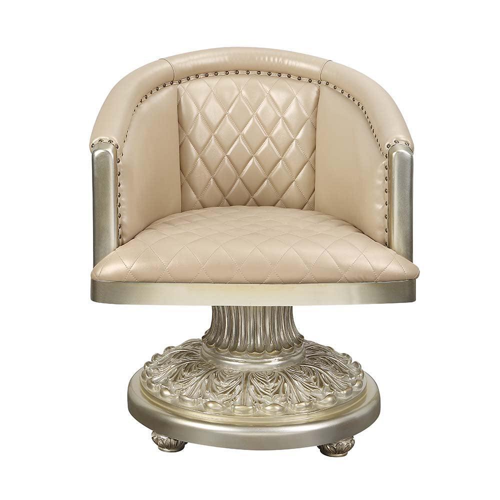 ACME Sorina Arm Chair , PU & Antique Gold Finish FredCo