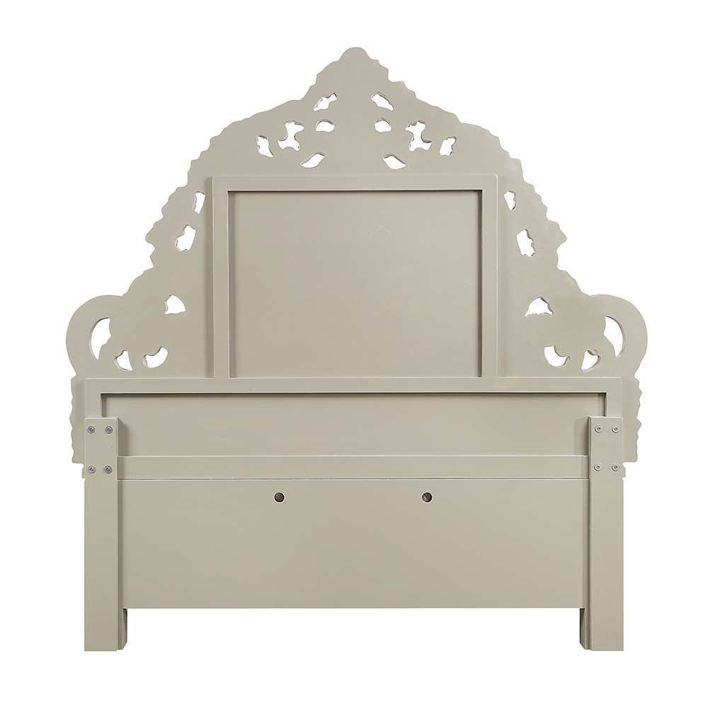 ACME Sorina Eastern King Bed, Light Brown PU, Antique Gold Finish FredCo