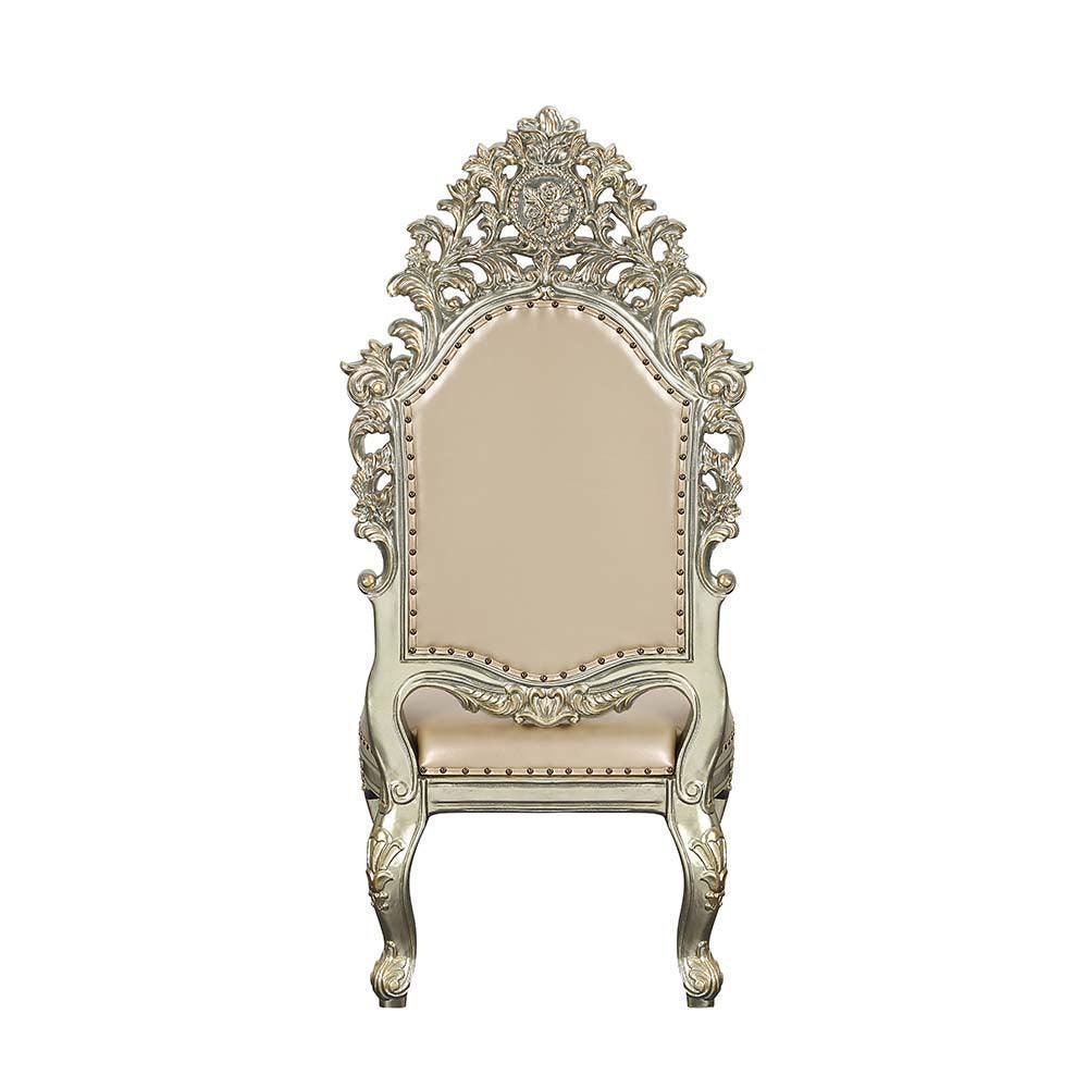 ACME Sorina Side Chair (Set-2), PU & Antique Gold Finish FredCo