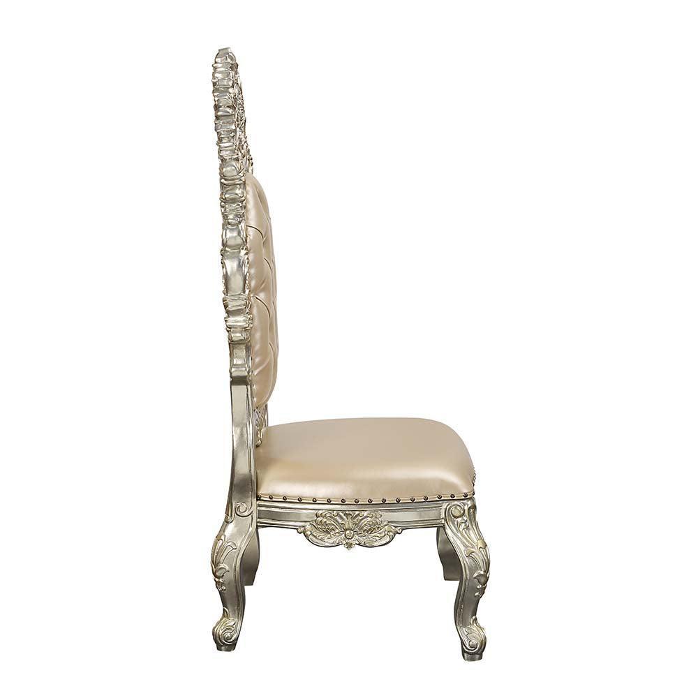 ACME Sorina Side Chair (Set-2), PU & Antique Gold Finish FredCo