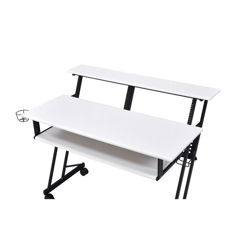 ACME Suitor Music Recording Studio Desk, White & Black FredCo