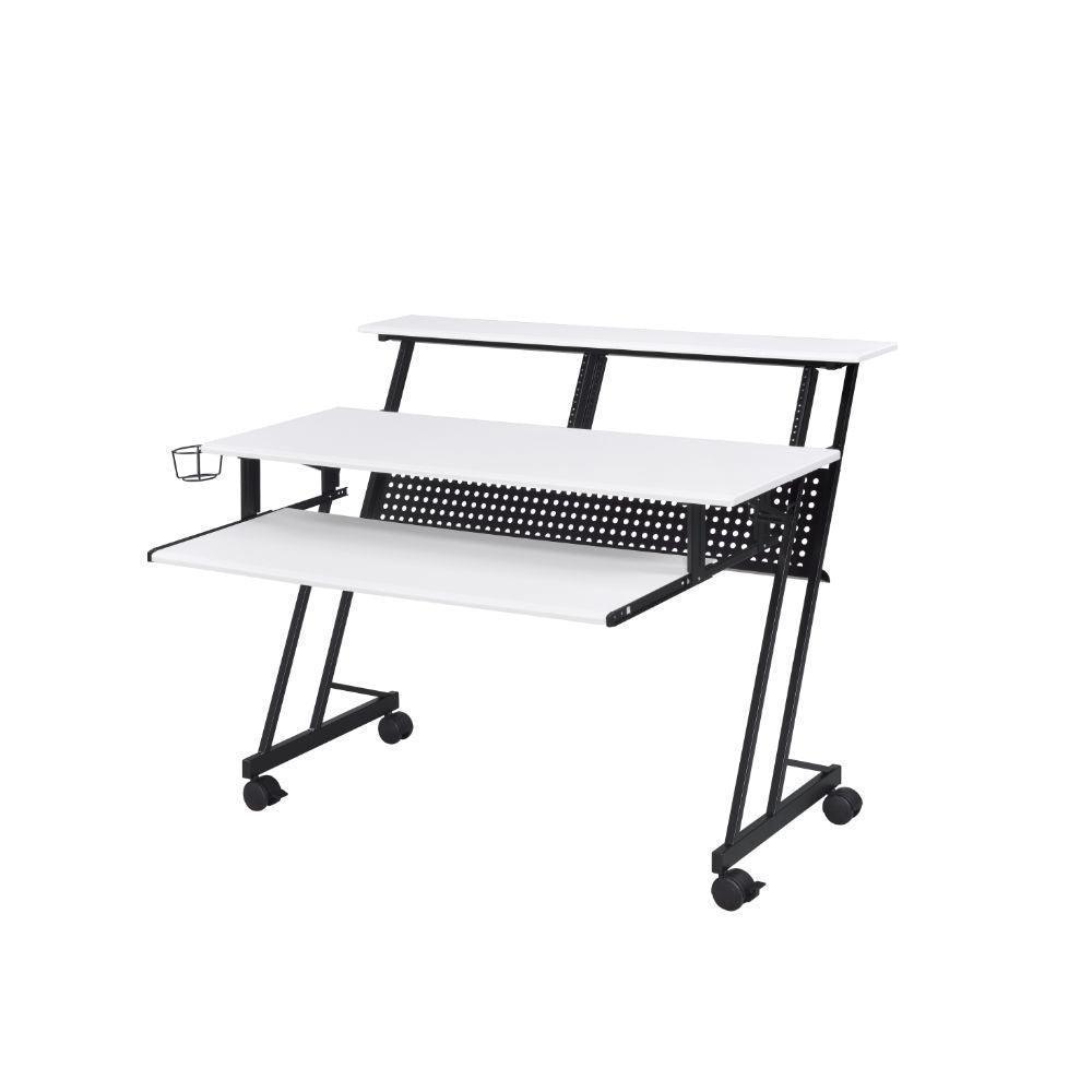 ACME Suitor Music Recording Studio Desk, White & Black FredCo
