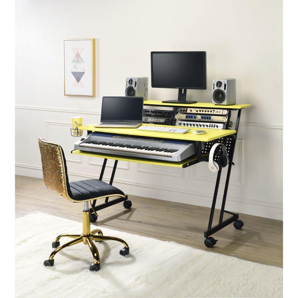 ACME Suitor Music Recording Studio Desk, Yellow & Black FredCo