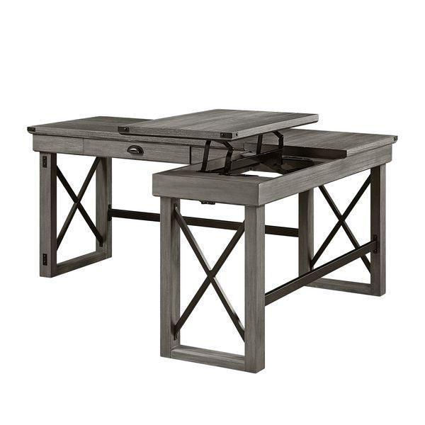 ACME Talmar Writing Desk w/Left Top, Weathered Gray Finish FredCo