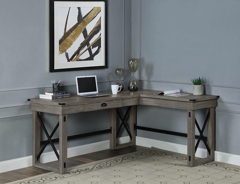 ACME Talmar Writing Desk w/Left Top, Weathered Gray Finish FredCo