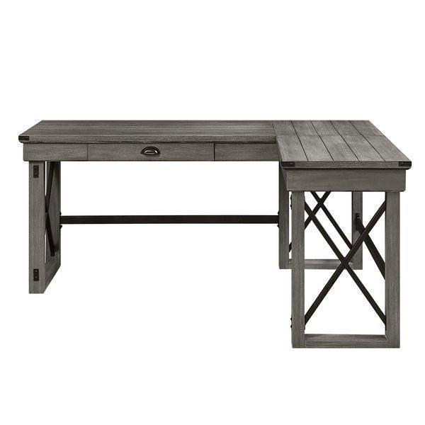 ACME Talmar Writing Desk w/Left Top, Weathered Gray Finish FredCo