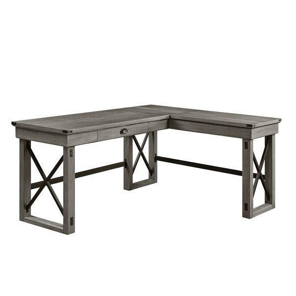 ACME Talmar Writing Desk w/Left Top, Weathered Gray Finish FredCo