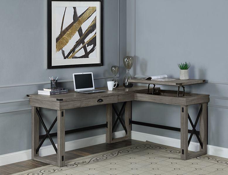 ACME Talmar Writing Desk w/Left Top, Weathered Gray Finish FredCo