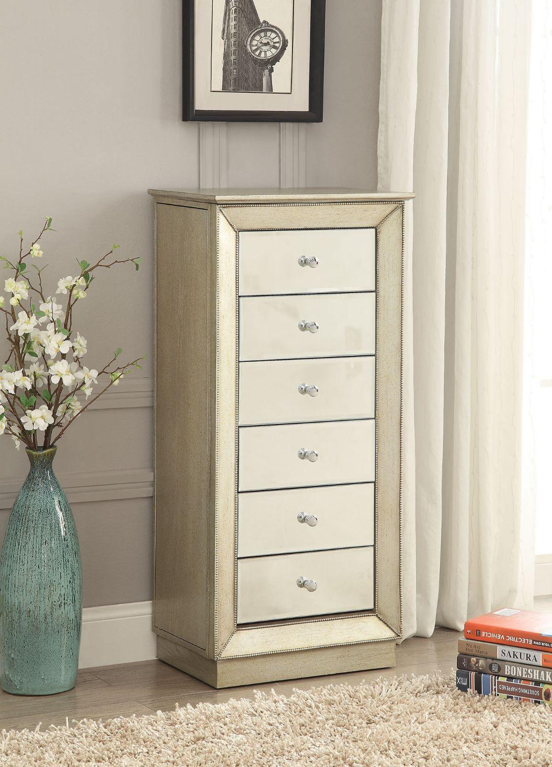 ACME Talor Jewelry Armoire, Antique Gold FredCo