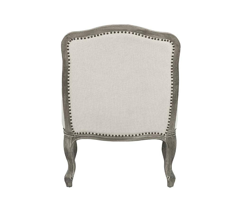 ACME Tania Chair w/Pillow, Cream Linen & Brown Finish FredCo