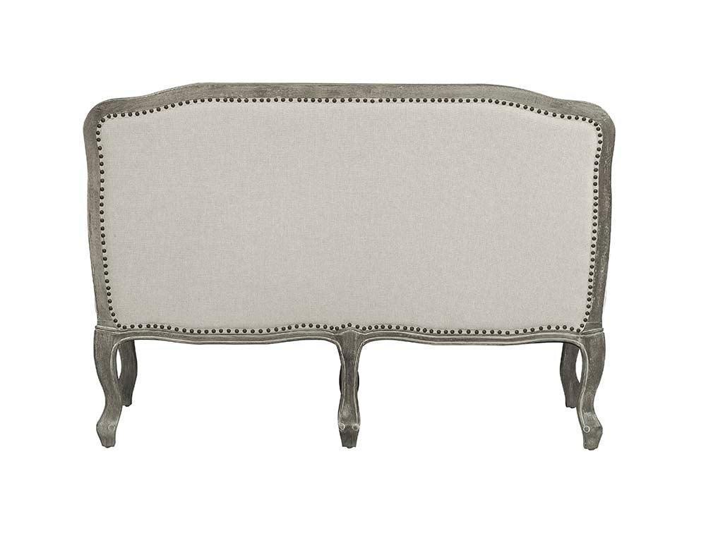 ACME Tania Loveseat w/2 Pillows, Cream Linen & Brown Finish FredCo