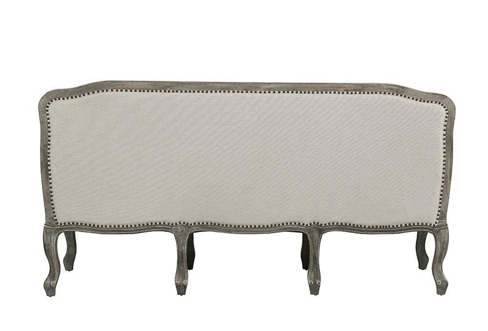 ACME Tania Sofa w/3 Pillows, Cream Linen & Brown Finish FredCo