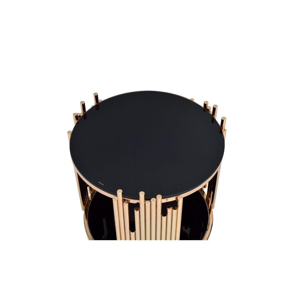 ACME Tanquin End Table, Gold and Glass 84492 FredCo