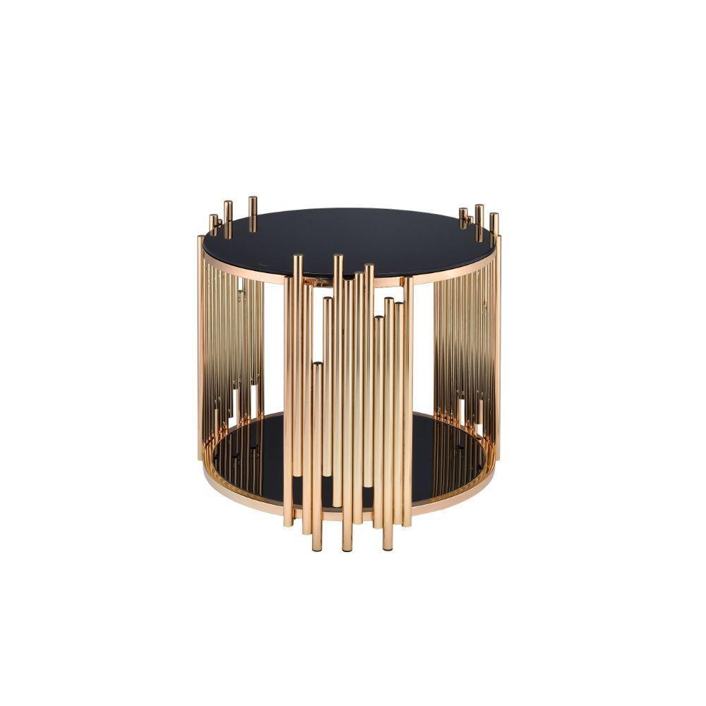 ACME Tanquin End Table, Gold and Glass 84492 FredCo
