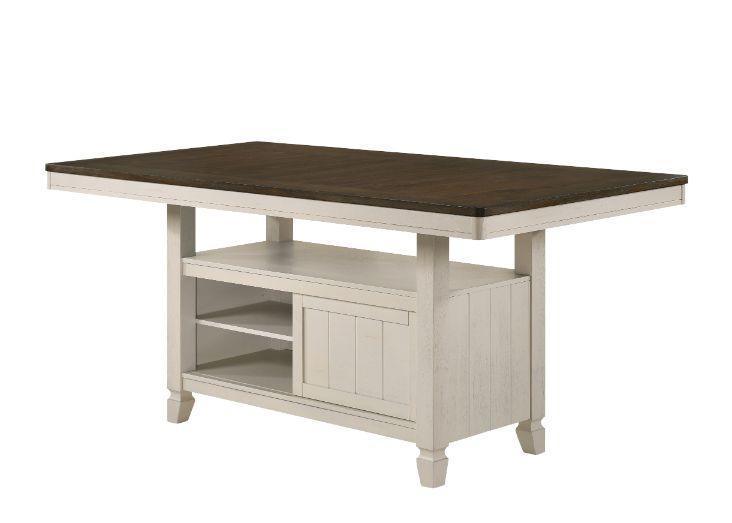 ACME Tasnim Counter Height Table, Oak & Antique White Finish FredCo