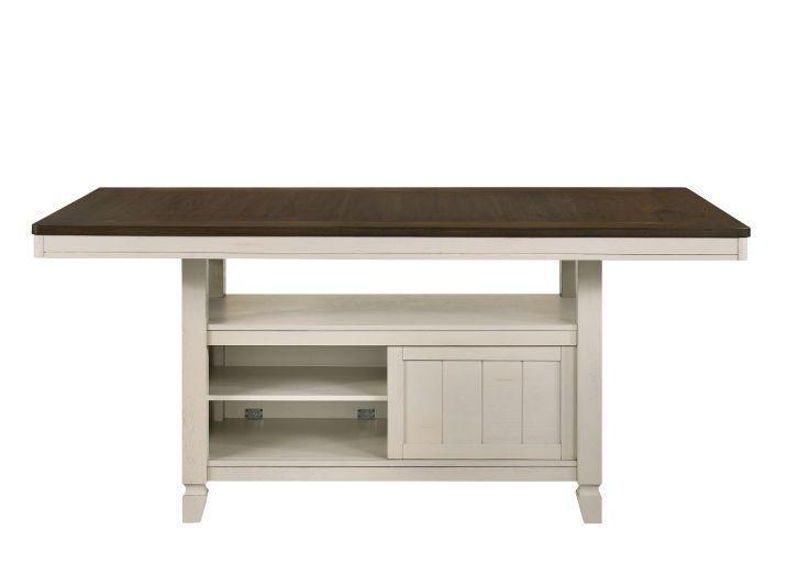 ACME Tasnim Counter Height Table, Oak & Antique White Finish FredCo