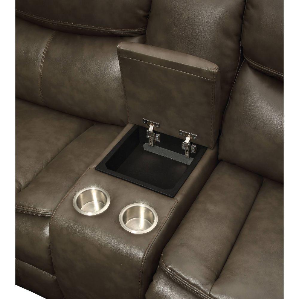 ACME Tavin Sectional Sofa (Motion), Taupe Leather-Aire Match FredCo