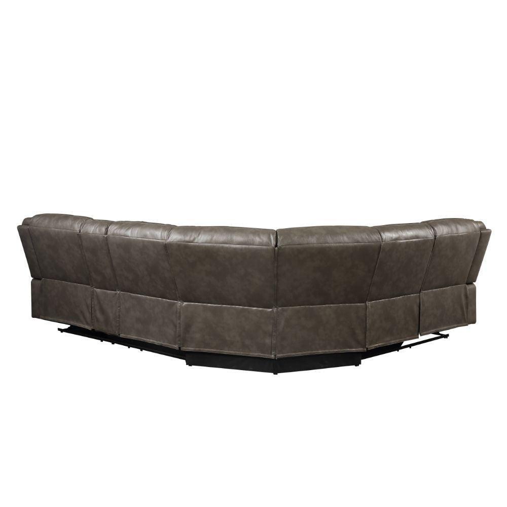 ACME Tavin Sectional Sofa (Motion), Taupe Leather-Aire Match FredCo