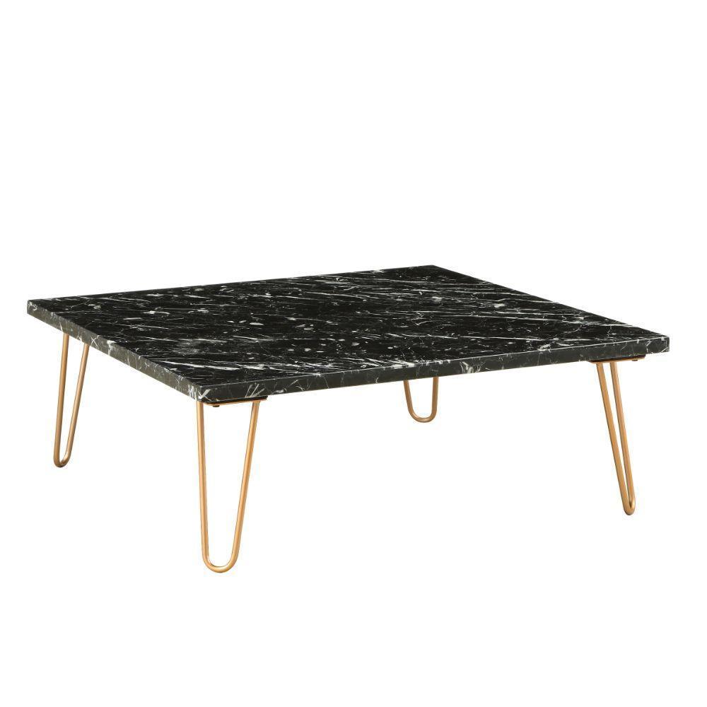 ACME Telestis Coffee Table, Black Marble & Gold FredCo