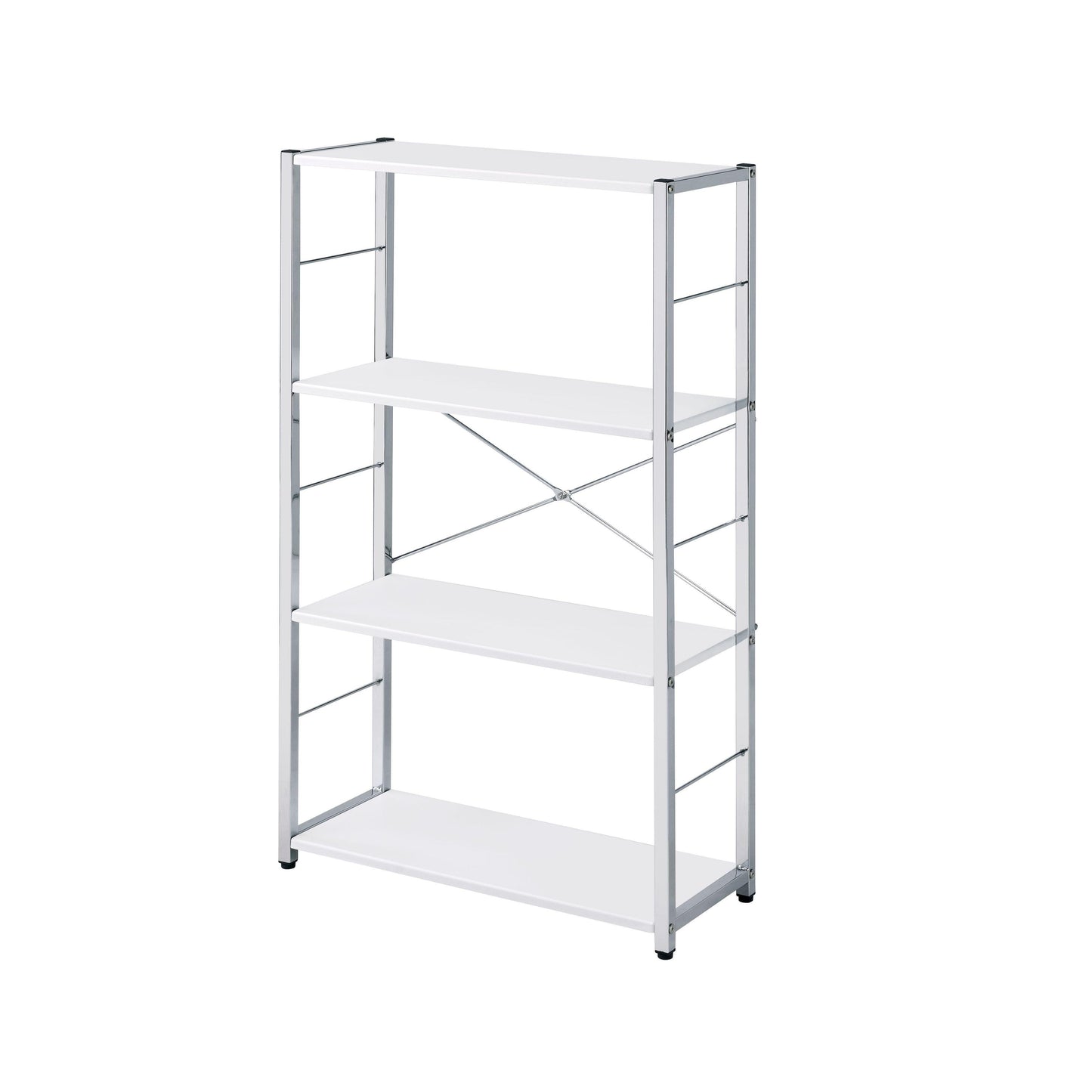 ACME Tennos Bookshelf, White & Chrome Finish FredCo