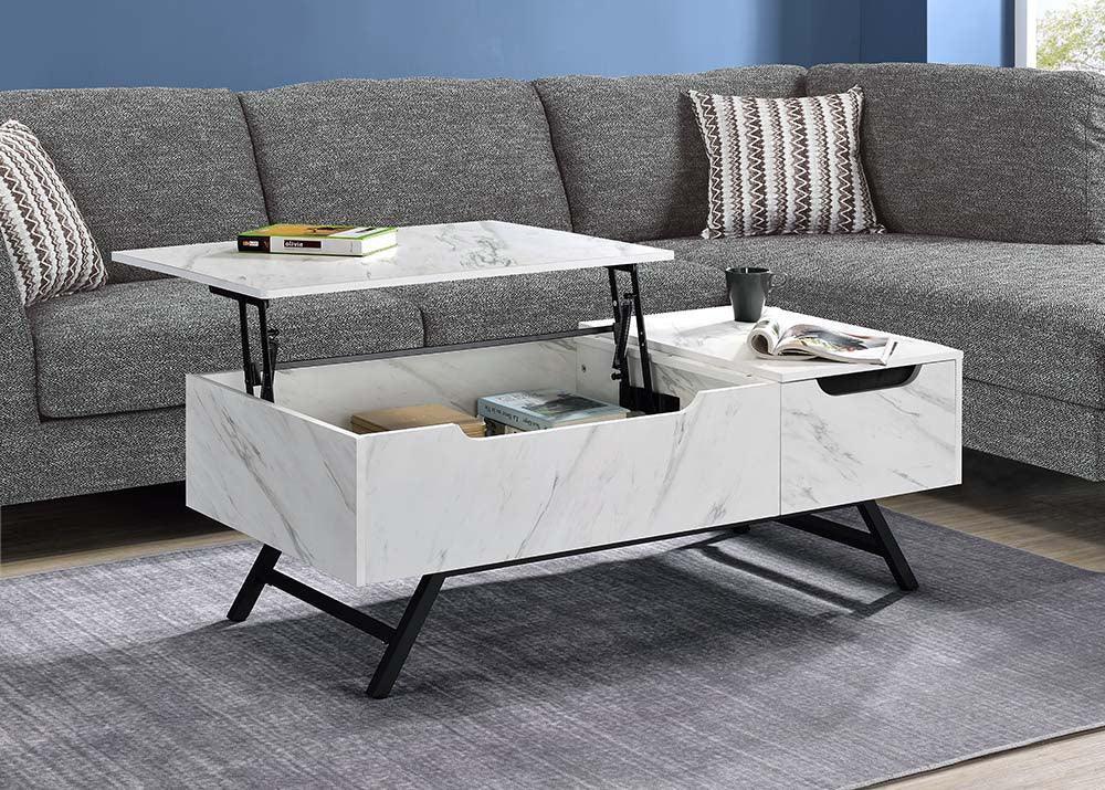 ACME Throm Coffee Table w/Lift Top, White Finish FredCo