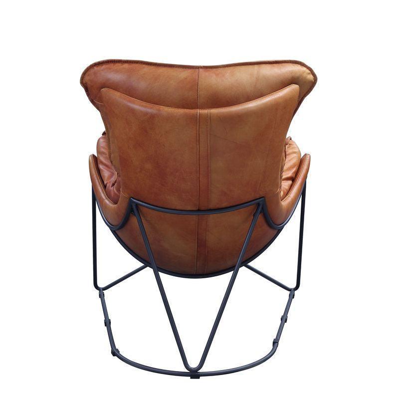 ACME Thurshan Accent Chair, Aperol Top Grain Leather & Black Finish FredCo