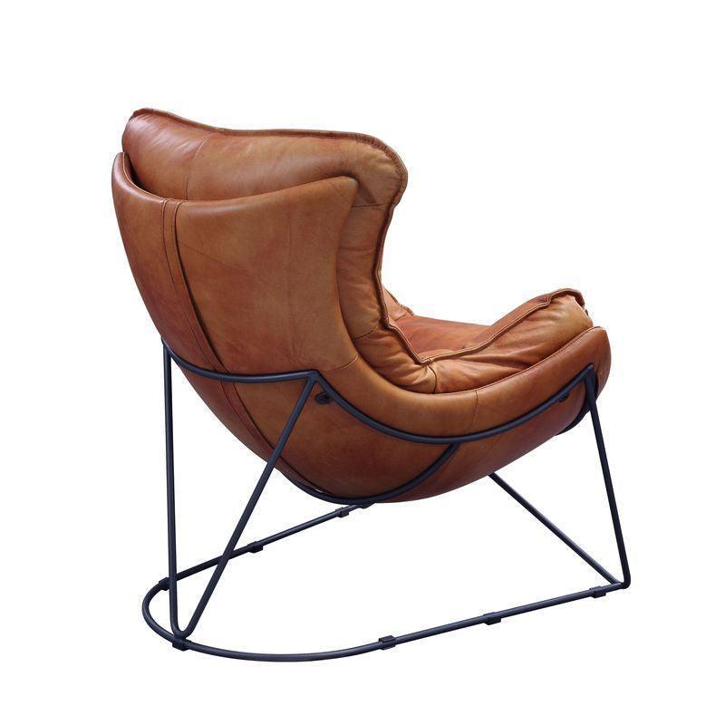 ACME Thurshan Accent Chair, Aperol Top Grain Leather & Black Finish FredCo