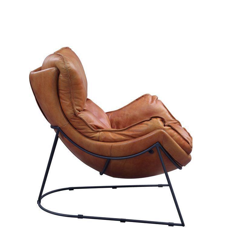 ACME Thurshan Accent Chair, Aperol Top Grain Leather & Black Finish FredCo
