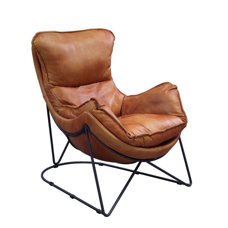 ACME Thurshan Accent Chair, Aperol Top Grain Leather & Black Finish FredCo