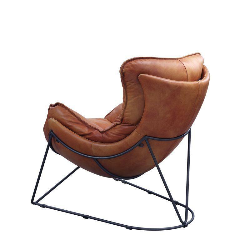 ACME Thurshan Accent Chair, Aperol Top Grain Leather & Black Finish FredCo
