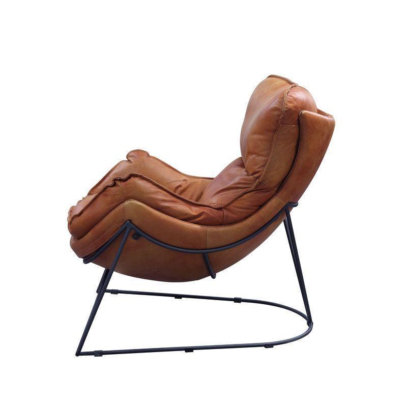 ACME Thurshan Accent Chair, Aperol Top Grain Leather & Black Finish FredCo