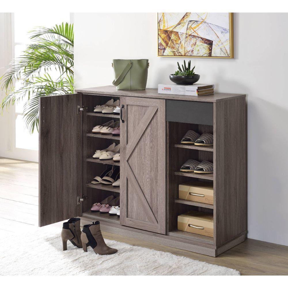 ACME Toski Cabinet, Rustic Gray Oak FredCo