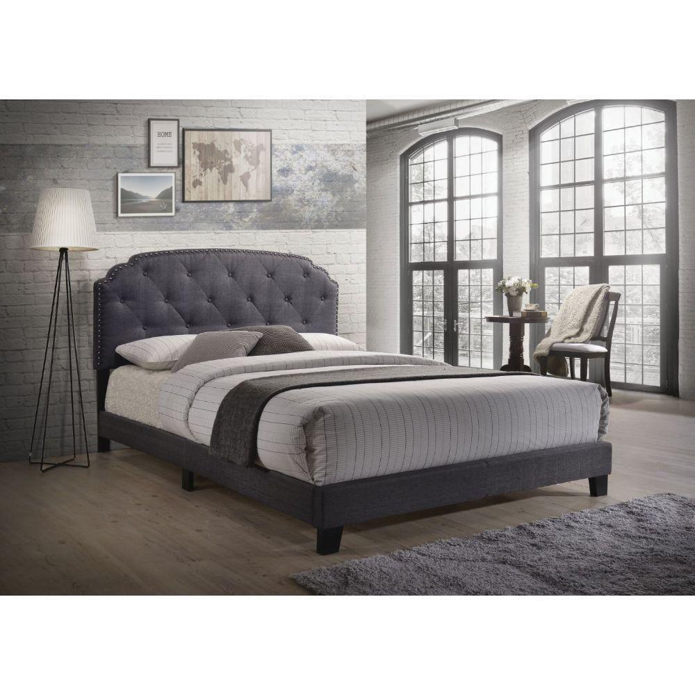 ACME Tradilla Queen Bed, Gray Fabric FredCo