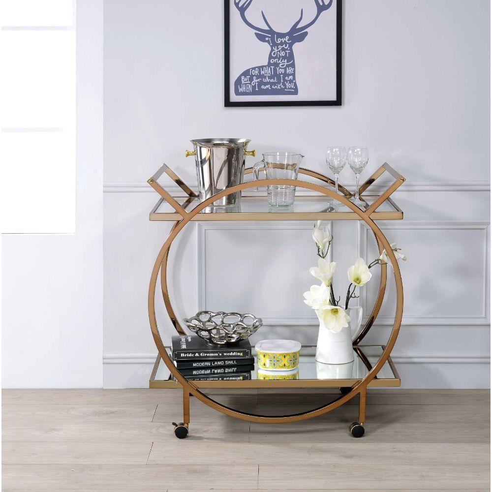 ACME Traverse Serving Cart, Champagne & Mirrored FredCo