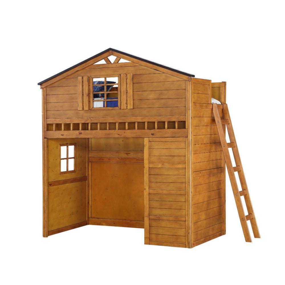 ACME Tree House Loft Bed, Rustic Oak 10160 FredCo