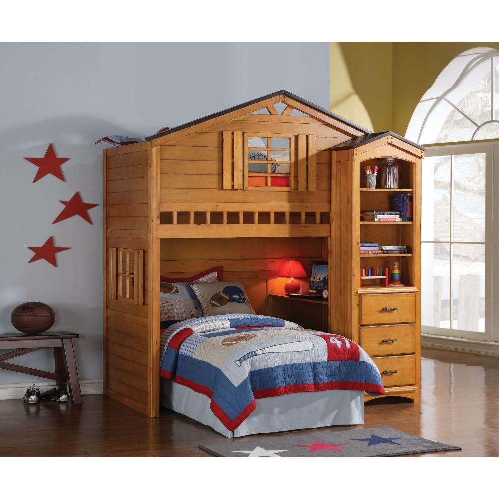 ACME Tree House Loft Bed, Rustic Oak 10160 FredCo
