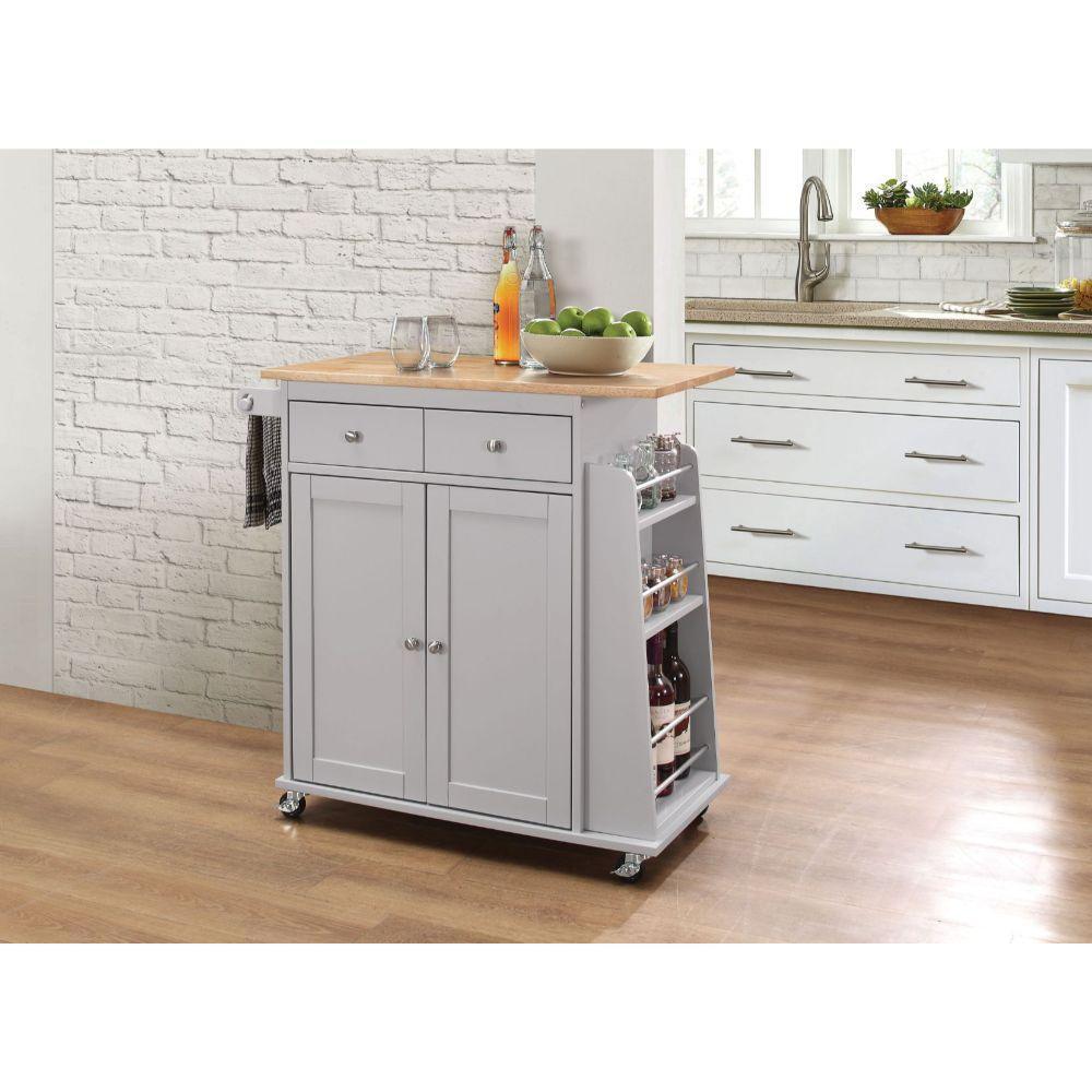 ACME Tullarick Kitchen Cart, Natural & Gray FredCo
