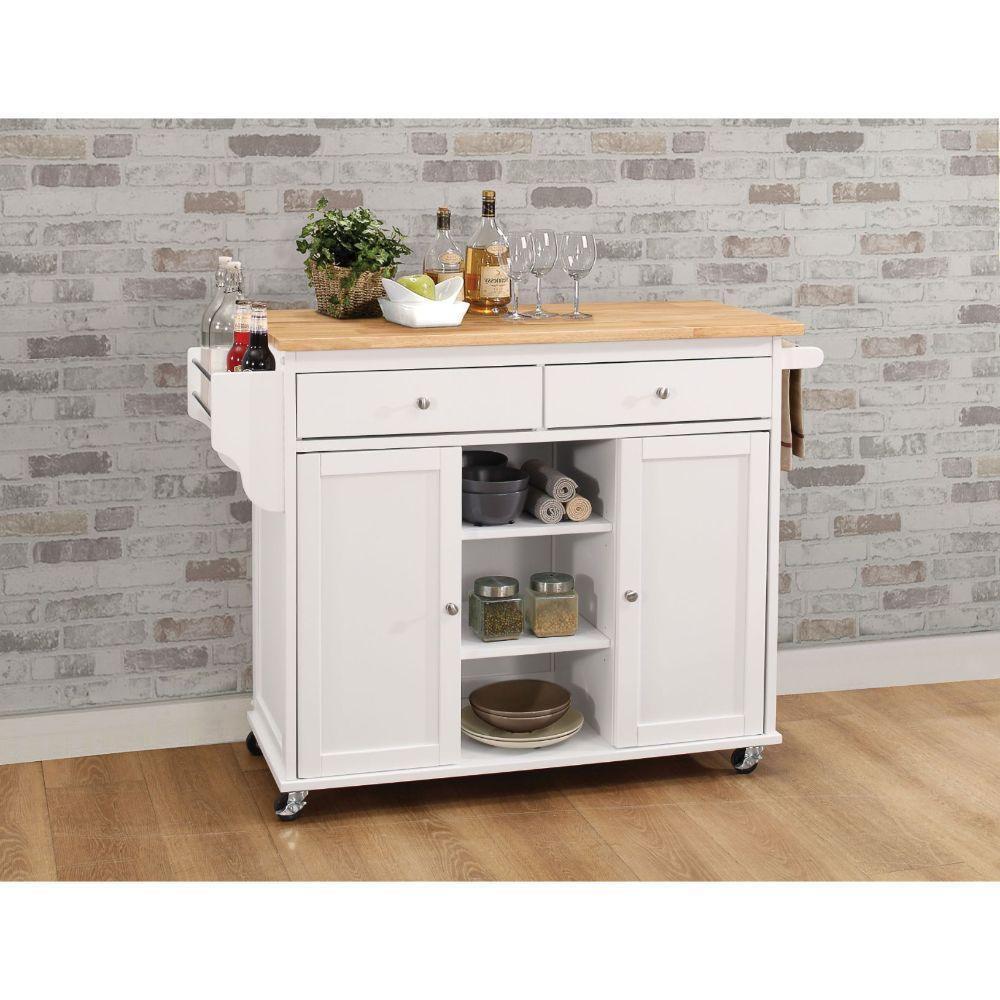ACME Tullarick Kitchen Cart, Natural & White FredCo