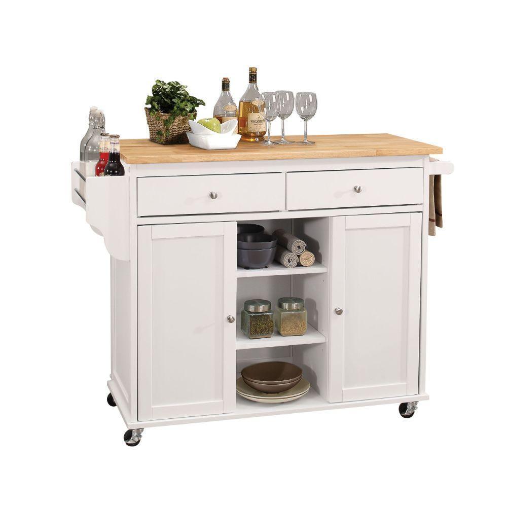 ACME Tullarick Kitchen Cart, Natural & White FredCo