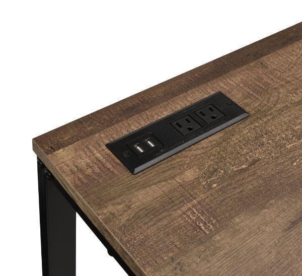 ACME Tyrese Built-in USB Port Writing Desk, Walnut & Black Finish FredCo