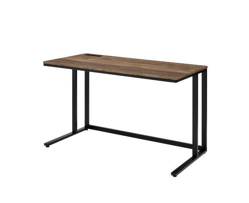 ACME Tyrese Built-in USB Port Writing Desk, Walnut & Black Finish FredCo