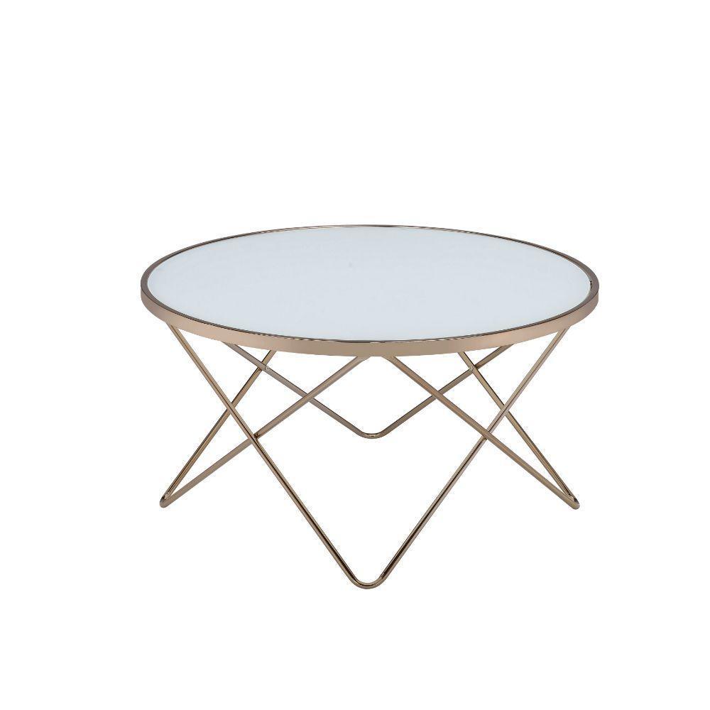 ACME Valora Coffee Table, Champagne & Frosted Glass FredCo