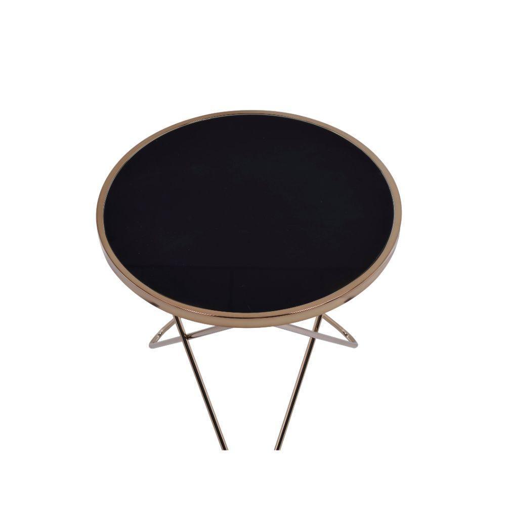 ACME Valora End Table, Champagne & Black Glass FredCo