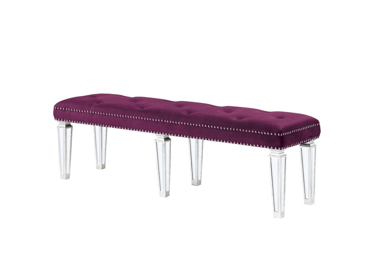 ACME Varian Bench• Burgundy Velvet & Mirrored FredCo