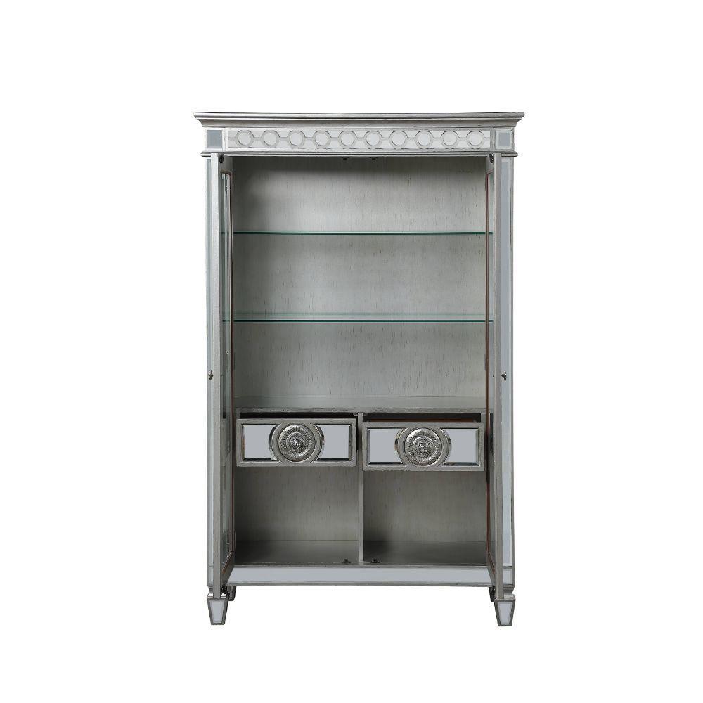ACME Varian Curio, Mirrored & Antique Platinum FredCo